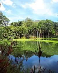 Scenic view of lake against sky