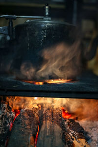 Close-up of fire on display