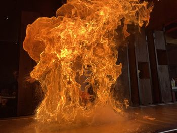 Close-up of fire at night