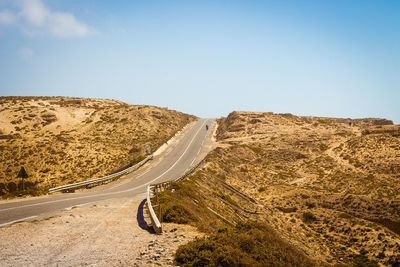 Panoramic view of road against clear sky