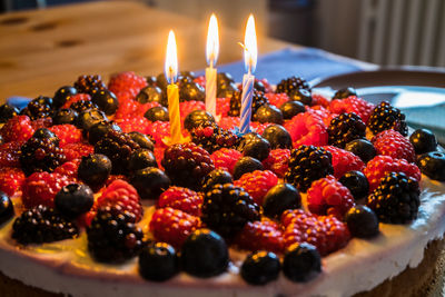 Close-up of strawberries in plate