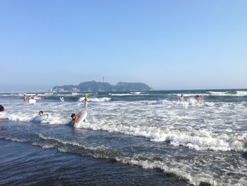 Scenic view of sea against clear sky