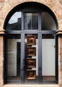 Closed door of old building