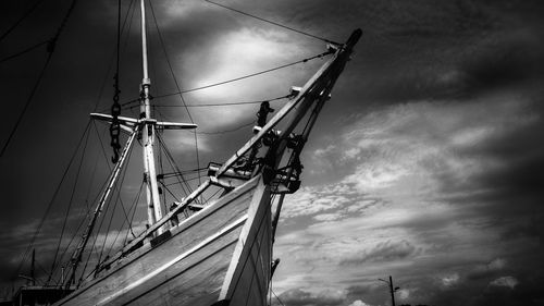 Low angle view of sailboat against sky