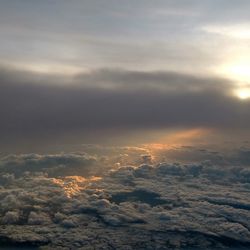 Aerial view of cloudscape against sky during sunset