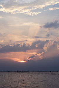 Scenic view of sea against sky at sunset
