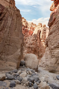 Low angle view of rock formations