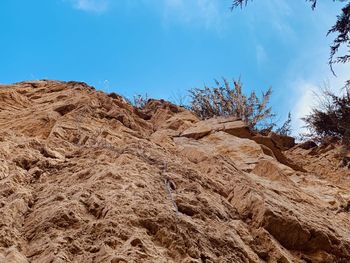 Low angle view of rock formations against sky