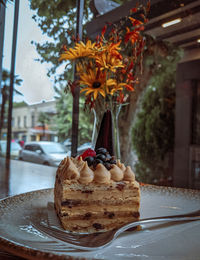 Close-up of cake on table