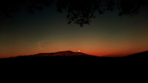 Scenic view of silhouette mountains against sky during sunset