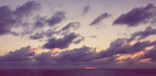 Scenic view of sea against dramatic sky