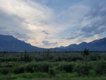 Scenic view of mountains against sky