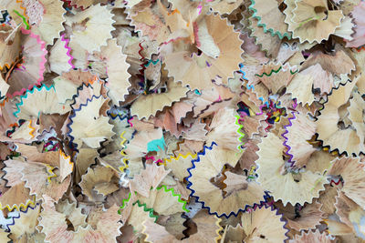 Full frame shot of multi colored umbrellas on ceiling