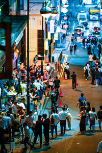 People walking on city street