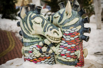 Close-up of sculpture