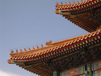 Low angle view of temple against clear sky