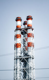 Low angle view of lighthouse against clear sky