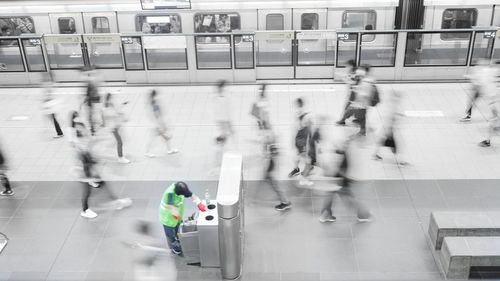 People walking in city