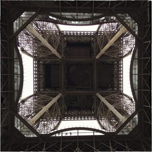 Directly below shot of eiffel tower