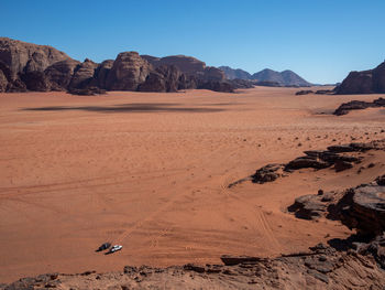 Scenic view of desert against clear sky