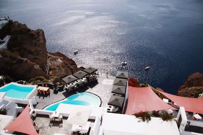 High angle view of swimming pool