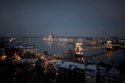 Illuminated city at night