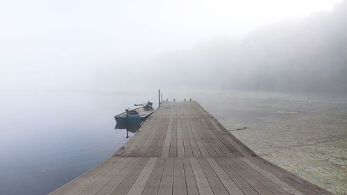 View of river in foggy weather