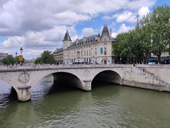 Arch bridge over river