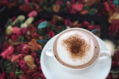 High angle view of coffee on table