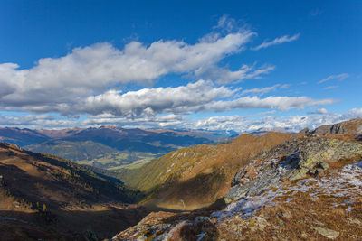 Beautiful panorama of gail valley from the border between italy and austria