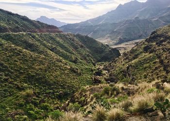 Scenic view of mountains against sky