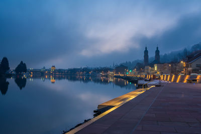 Panoramic view of river amidst buildings against sky