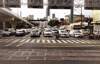 Cars moving on road in city