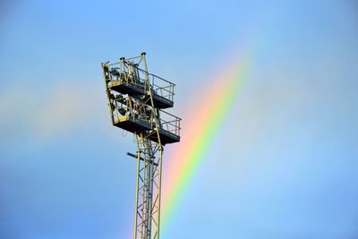 Low angle view of rainbow against sky