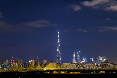 Illuminated cityscape at night