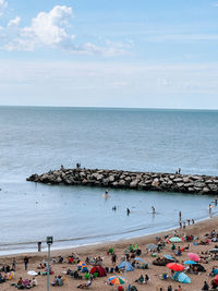 High angle view of sea against sky