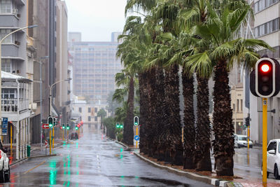 Wale street in cape town deserted during strict covid 19 lockdown on a wet rainy day