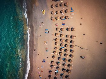 High angle view of people on beach