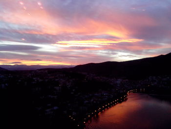 View of city at sunset