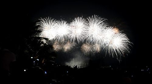 Firework display at night