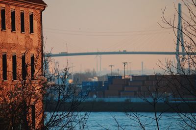 View of city against clear sky during winter