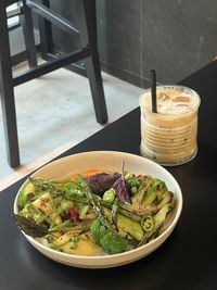 High angle view of food on table