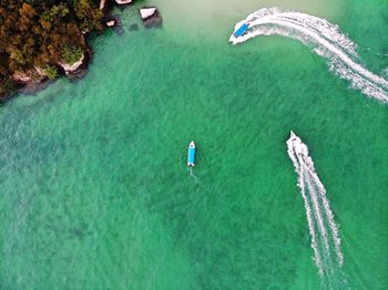 High angle view of person in sea