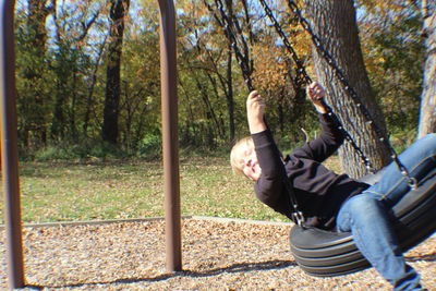 Low angle view of girl in park