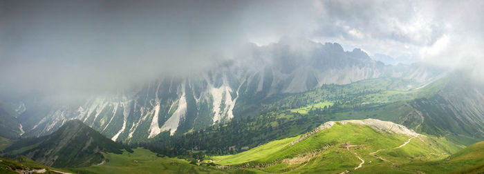 Panoramic view of mountains against sky