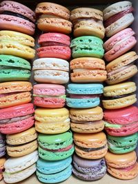 Full frame shot of multi colored macaroons