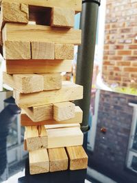 Close-up of stack of wood