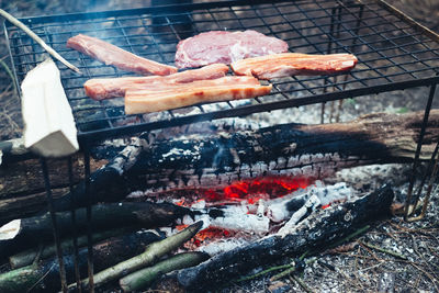 Meat on barbecue grill