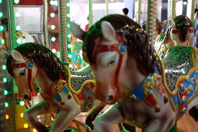 Close-up of carousel in amusement park
