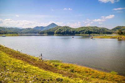 Scenic view of lake against sky